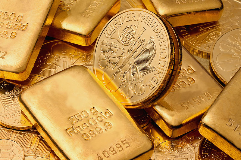 Goldm&uuml;nzen und Goldbarren